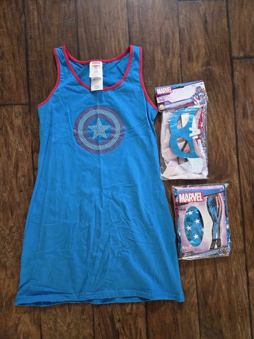 Marvel Captain America Dress Costume Mask & Leggings Set Size Small
